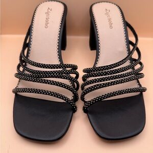New-Zigi Soho Black and White Strappy Heels Size 9